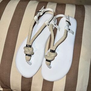 Michael Kors white rope strappy sandals